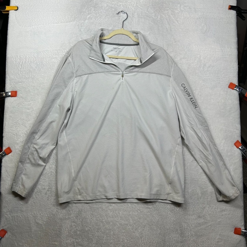 Calvin‎ Klein Performance Activewear Top Men's Gray 1/4 Zip Long Sleeve - Large